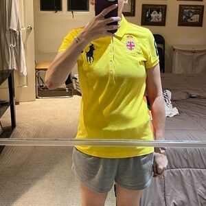 Ralph Lauren RARE The Skinny Polo 3 Team Challenge Crest Collared Top.